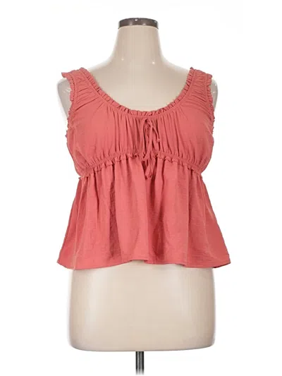 Pre-owned Assorted Brands Tank Top Pink Ruffles Neckline Tops