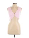 Assorted Brands Tank Top Pink Solid Pattern Halter Neckline Tops In Pink
