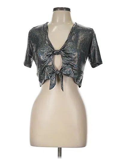 Pre-owned Assorted Brands Tank Top Silver Snake Print Pattern Plunge Neckline Tops