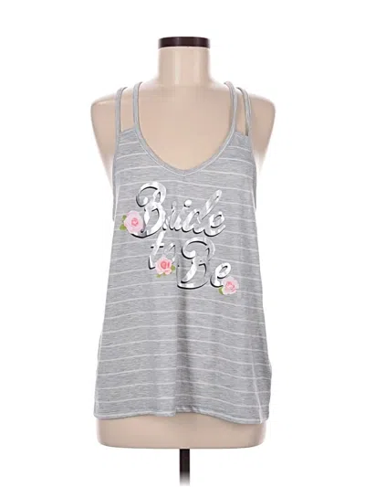 Pre-owned Assorted Brands Tank Top Silver Stripes Pattern Halter Neckline Tops