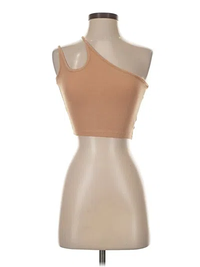 Pre-owned Assorted Brands Tank Top Tan One Shoulder Neckline Tops