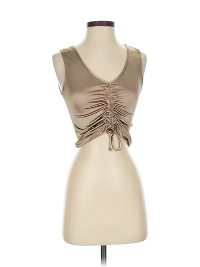 Pre-owned Assorted Brands Tank Top Tan Strapless Neckline Tops In Brown