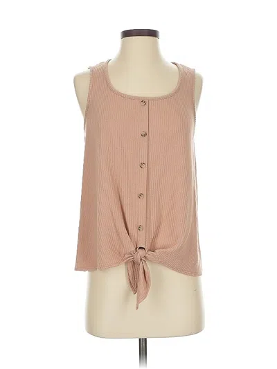 Pre-owned Assorted Brands Tank Top Tan Tie Neck Tops In Brown