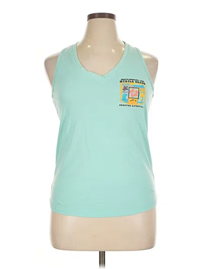 Pre-owned Assorted Brands Tank Top Teal Halter Neckline Tops In Blue