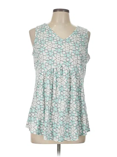 Pre-owned Assorted Brands Tank Top Teal Plunge Neckline Tops In Blue