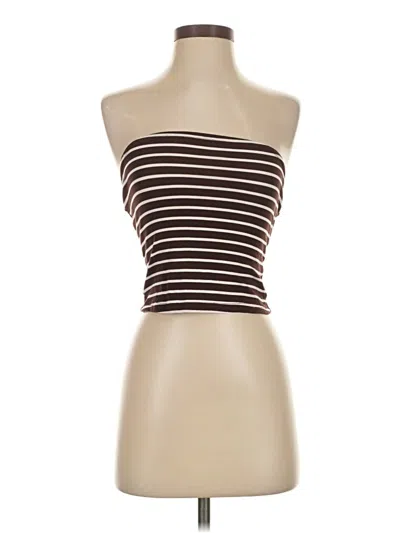 Pre-owned Assorted Brands Tube Top Brown Strapless Neckline Tops