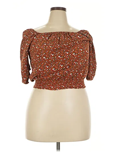 Pre-owned Assorted Brands Tube Top Brown Strapless Neckline Tops