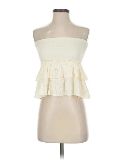 Pre-owned Assorted Brands Tube Top Ivory Solid Pattern Strapless Neckline Tops In White