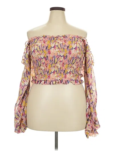Pre-owned Assorted Brands Tube Top Pink Strapless Neckline Tops