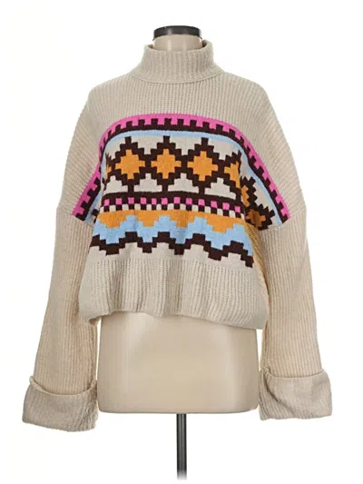 Pre-owned Assorted Brands Turtleneck Sweater In Tan