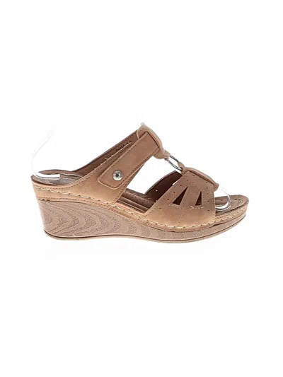 Pre-owned Assorted Brands Wedges In Brown