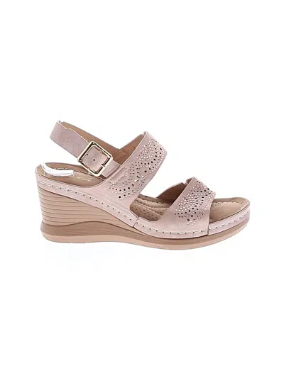 Pre-owned Assorted Brands Wedges In Tan