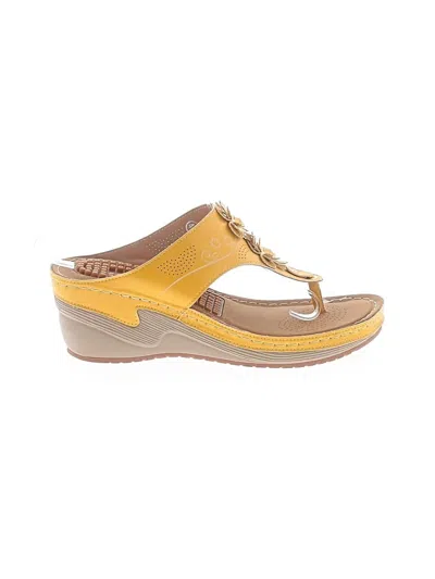 Pre-owned Assorted Brands Wedges In Yellow