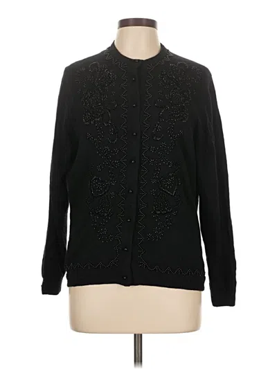 Pre-owned Assorted Brands Wool Cardigan Sweater In Black