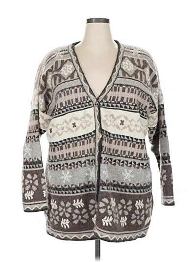 Pre-owned Assorted Brands Wool Cardigan Sweater In Brown