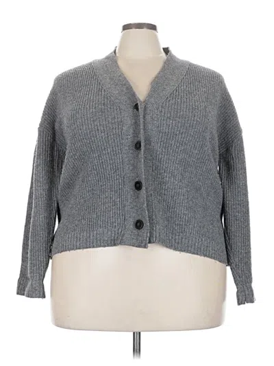 Pre-owned Assorted Brands Wool Cardigan Sweater In Gray