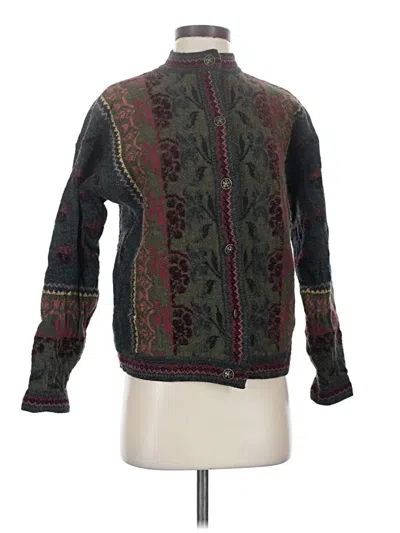 Pre-owned Assorted Brands Wool Cardigan Sweater In Green