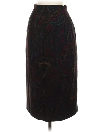 Pre-owned Assorted Brands Wool Skirt In Burgundy