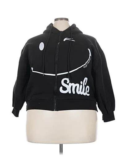 Pre-owned Assorted Brands Zip Up Hoodie In Black