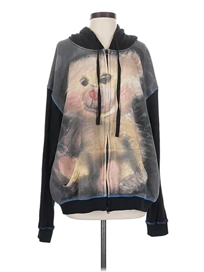 Pre-owned Assorted Brands Zip Up Hoodie In Black