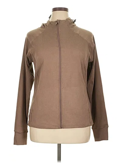 Pre-owned Assorted Brands Zip Up Hoodie In Brown