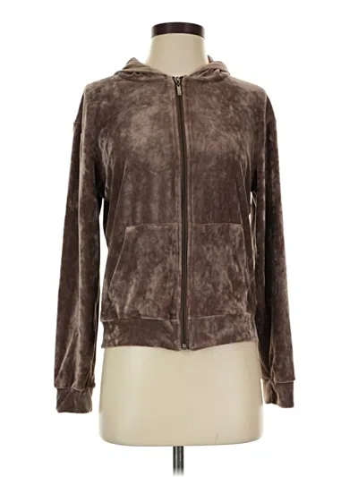 Pre-owned Assorted Brands Zip Up Hoodie In Brown
