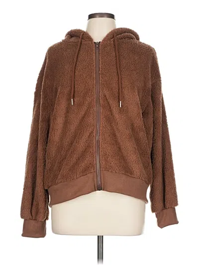 Pre-owned Assorted Brands Zip Up Hoodie In Brown