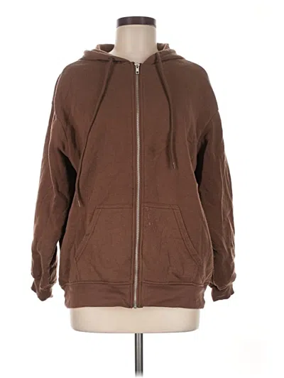Pre-owned Assorted Brands Zip Up Hoodie In Brown