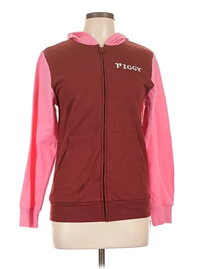 Pre-owned Assorted Brands Zip Up Hoodie In Burgundy