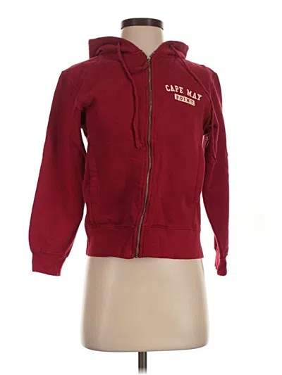 Pre-owned Assorted Brands Zip Up Hoodie In Burgundy