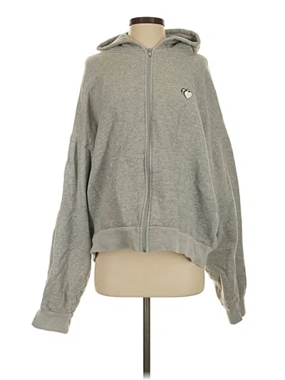 Pre-owned Assorted Brands Zip Up Hoodie In Gray