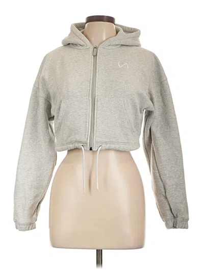 Pre-owned Assorted Brands Zip Up Hoodie In Gray