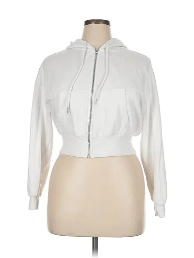 Pre-owned Assorted Brands Zip Up Hoodie In White
