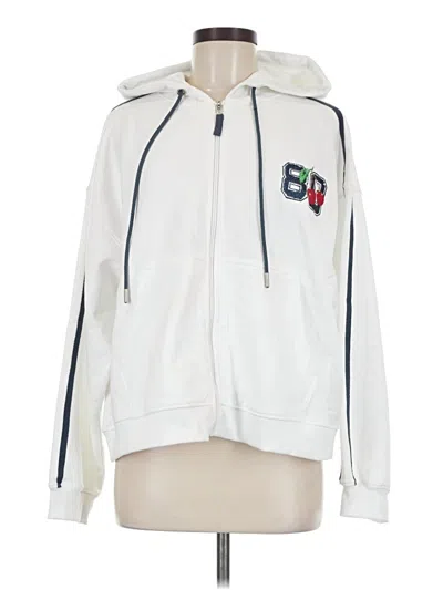 Pre-owned Assorted Brands Zip Up Hoodie In White