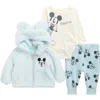 Assorted High Pile Fleece Hooded Jacket, Bodysuit & Pants Set In Blue