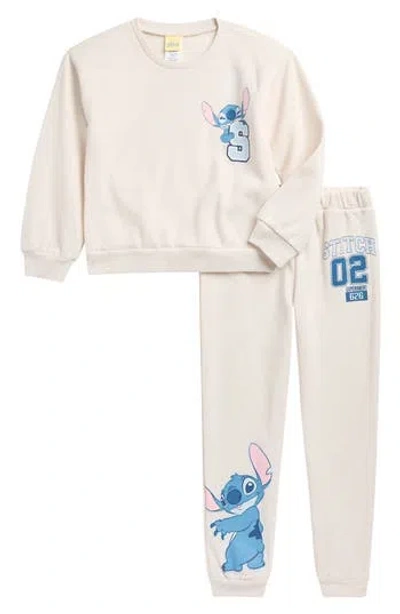 Assorted Kids' Disney Stitch Stay Weird Fleece Top & Joggers Set In Neutral