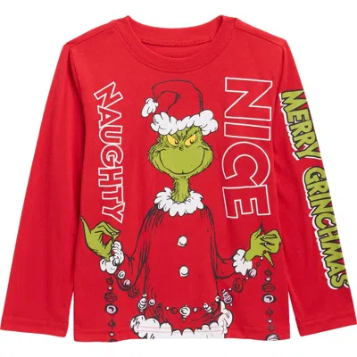 Assorted Kids' Grinch Long Sleeve Cotton Blend Graphic T-shirt In Red