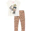 Assorted Kids' Minnie & Figaro Graphic T-shirt & Animal Print Leggings Set In Brown