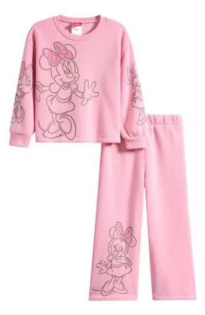 Assorted Kids' Minnie Mouse Sweatshirt & Sweatpants Set In Pink