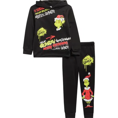 Assorted Kids' The Grinch Christmas Hoodie & Joggers Set In Black
