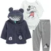 Assorted Mickey High Pile Fleece Jacket, Bodysuit & Pants Set In Multi
