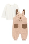 Assorted Winnie-the-pooh Long Sleeve T-shirt & Overalls Set In Brown