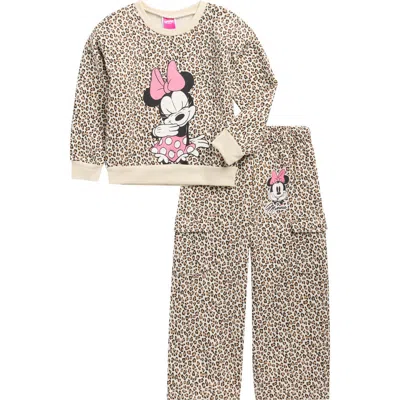 Assorted X Disney® Kids' Minnie Mouse Animal Sweatshirt & Cargo Pants Set In Brown