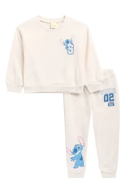 Assorted X Disney® Kids' Stitch Stay Weird Sweatshirt & Joggers Set In Beige