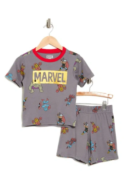 Assorted X Marvel® Kids' Avengers T-shirt & Shorts Set In Dark Grey