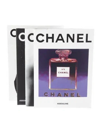 Pre-owned Assouline 3-piece Chanel Book Box Set In White