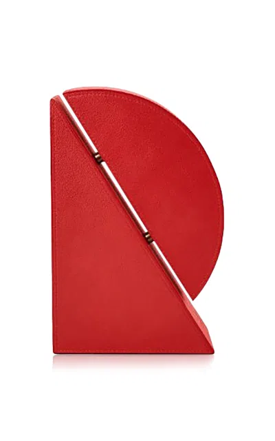 Assouline - Cubist Bookend (r) - Red Pebbled Leather - Red