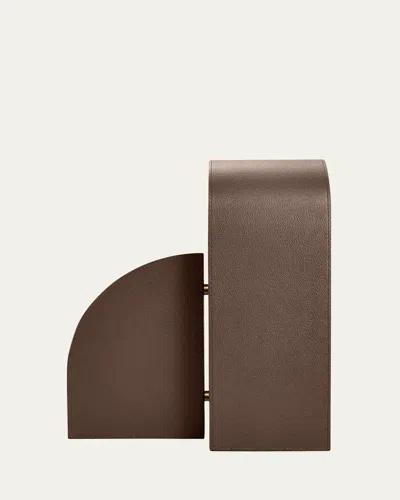 Assouline Cubist L Brown Leather Bookend