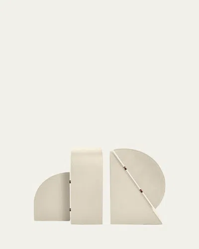 Assouline Cubist R Leather Bookend In Neutral