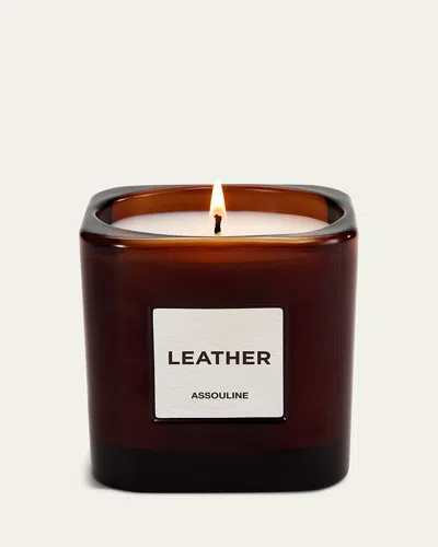 ASSOULINE LEATHER CANDLE, 8 OZ.